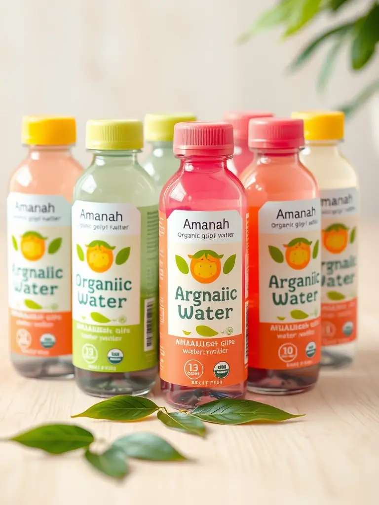 A collection of Amanah Baby's organic gripe water bottles, displayed in a clean and appealing manner, emphasizing the natural ingredients.